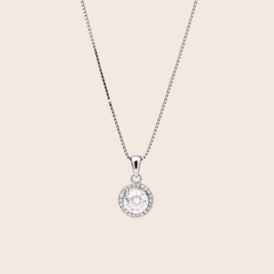 MN612 925 Halo Solitaire Necklace