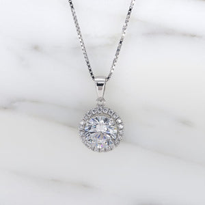 MN612 925 Silver Halo Solitaire Necklace