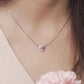 MNH015 925 Silver Pink Heart Halo Necklace