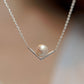 MNP29 925 Silver Pearl V Shaped Necklace