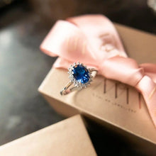 Load image into Gallery viewer, MR099 925 Silver Blue Sapphire Ring
