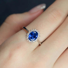 Load image into Gallery viewer, MR099 925 Silver Blue Sapphire Ring
