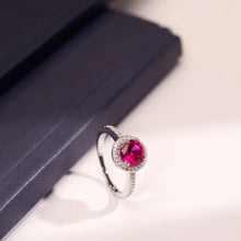 Load image into Gallery viewer, MR1105 925 Silver Red Halo Solitaire Ring
