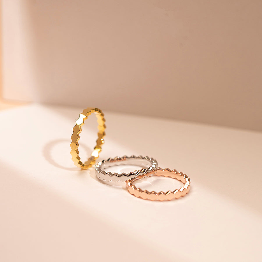 MR213 925 Hexagon Honeycomb Band Ring