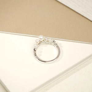 MR225 925 Silver V-Shaped Pearl Ring