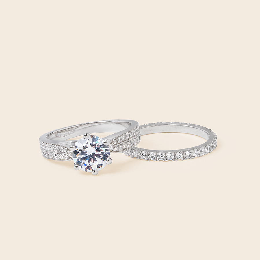 MR600 MR079 925 Solitaire Ring Set