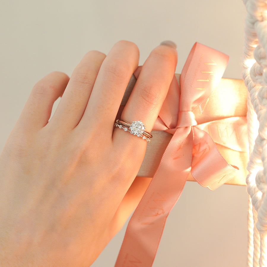 MR601 MR1001 925 Solitaire Ring Set