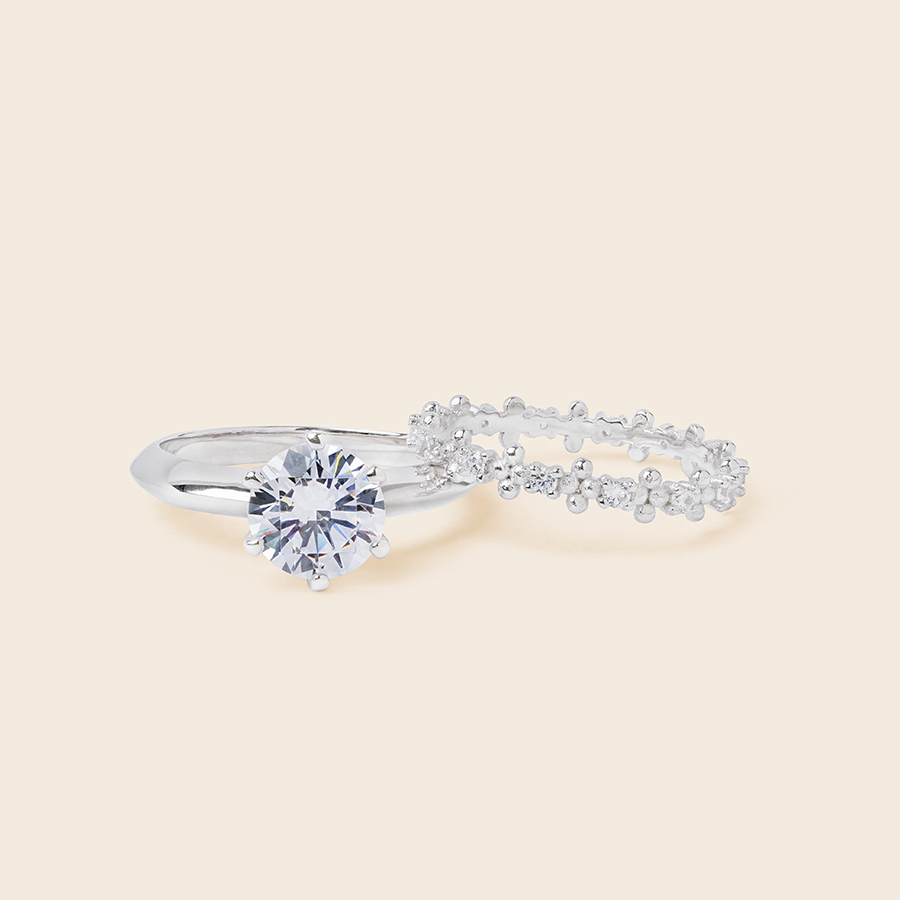 MR601 MR1018 925 Solitaire Ring Set