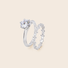 Load image into Gallery viewer, MR601 MR1018 925 Silver Solitaire Ring Set
