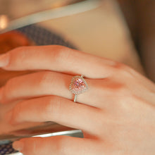 Load image into Gallery viewer, MRH015 925 Silver Pink Heart Halo Ring
