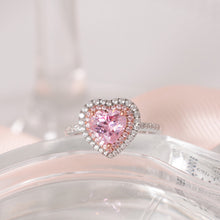 Load image into Gallery viewer, MRH015 925 Silver Pink Heart Halo Ring
