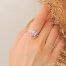 Load image into Gallery viewer, MRH015 925 Silver Pink Heart Halo Ring
