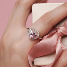 Load image into Gallery viewer, MRH015 925 Silver Pink Heart Halo Ring
