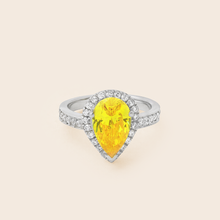 Load image into Gallery viewer, MRP100 925 Silver Pear Halo Solitaire Ring
