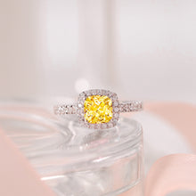 Load image into Gallery viewer, MRS038 925 Silver Yellow Halo Solitaire Ring
