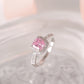 MRS038 925 Silver Pink Halo Solitaire Ring