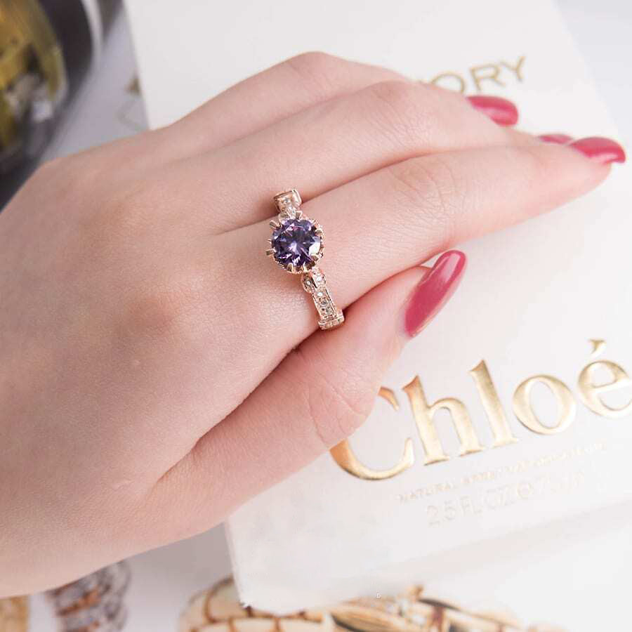 ROSE 1ct 925 Silver Rose Solitaire Ring