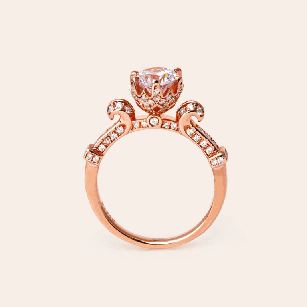 ROSE 925 Silver Rose Solitaire Ring